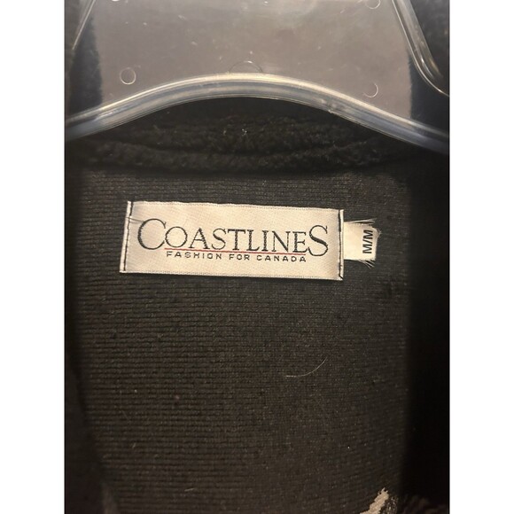 VTG Coastlines Canada Women’s M Red Fleece Jacket Native American Western Cabin - Picture 3 of 8